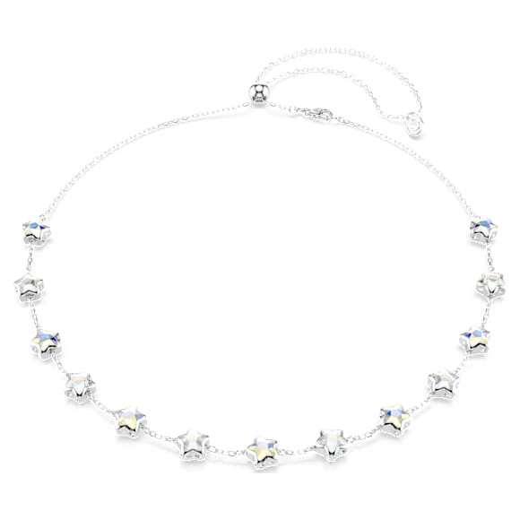 Colar Chroma, Combinação de lapidações, Estrela, Branco, Lacado a ródio - Swarovski, 5754183
