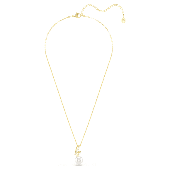 Gabriella Hänge, Kristallpärla, Rund slipning, Vit, 18K guldfinish - Swarovski, 5754228