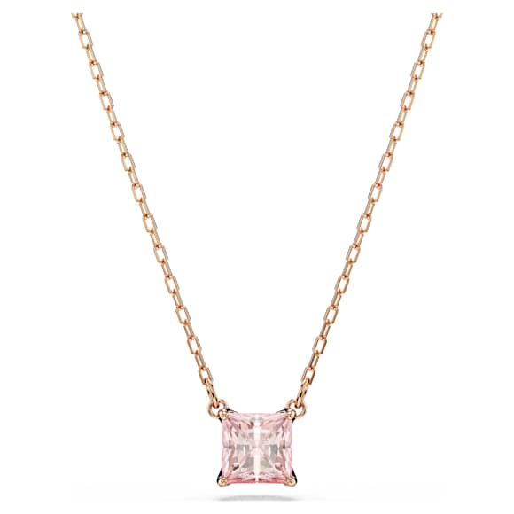 Stilla จี้สร้อยคอ, เจียระไนทรงสี่เหลี่ยมจัตุรัส, ชมพู, ตกแต่งผิวด้วยโรสโกลด์ 18K - Swarovski, 5754233