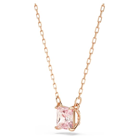 Wisiorek Stilla, Szlif kwadratowy, Różowy, Wykończenie z 18-karatowego różowego złota - Swarovski, 5754233