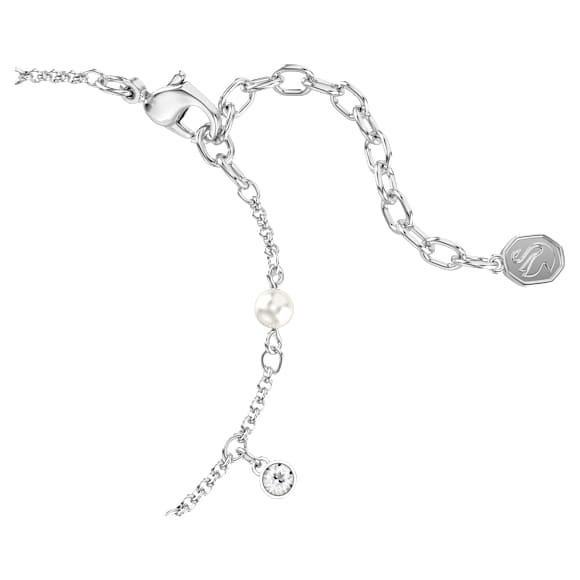 Brățară Imber, Perlă de cristal,Tăietură rotundă, Alb, Placat cu rodiu - Swarovski, 5754242