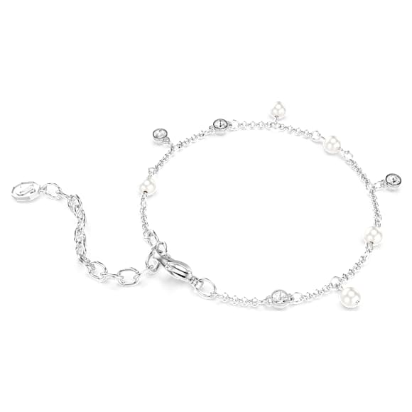 Imber สร้อยข้อมือ, มุกคริสตัล, เจียระไนทรงกลม, ขาว, เคลือบโรเดียม - Swarovski, 5754242