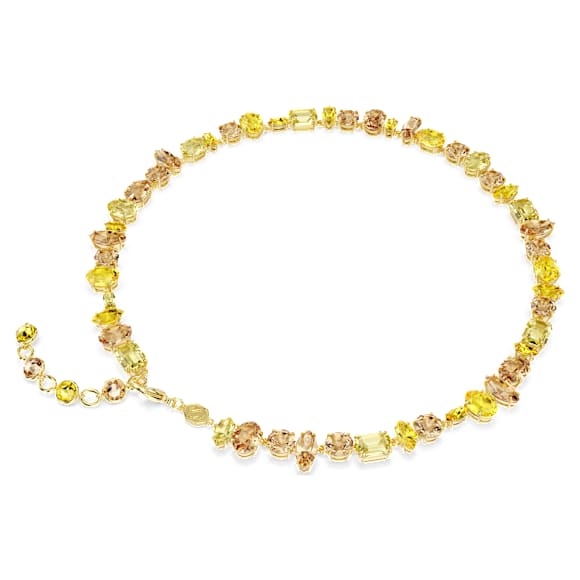Gema necklace, Mixed cuts, Yellow, 18K gold finish - Swarovski, 5754259