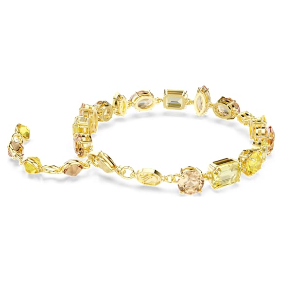 Gema ブレスレット, ミックスカット, イエロー, 18Kゴールドコーティング - Swarovski, 5754260