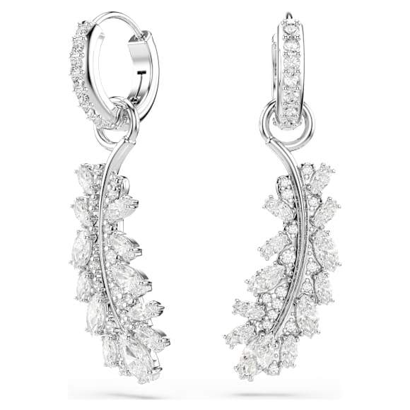 Pendientes Vienna, Tallas mixtas, Pluma, Blancos, Baño de rodio - Swarovski, 5754272
