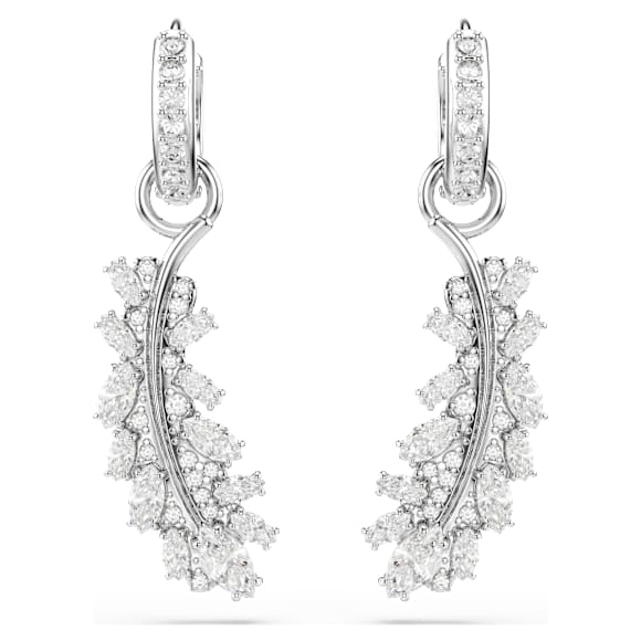 Boucles d'oreilles Vienna, Tailles variées, Plume, Blanches, Métal rhodié - Swarovski, 5754272