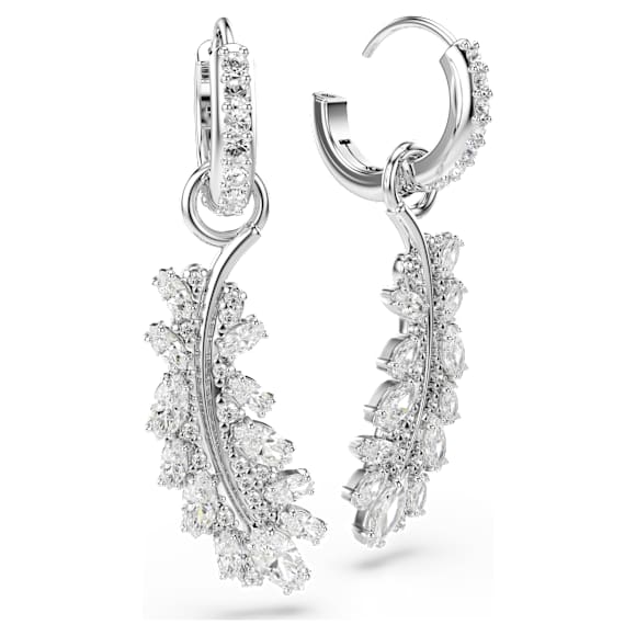 Boucles d'oreilles Vienna, Tailles variées, Plume, Blanches, Métal rhodié - Swarovski, 5754272