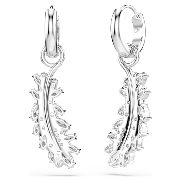 Vienna oorbellen, Verschillende slijpvormen, Veer, Wit, Rodium toplaag - Swarovski, 5754272