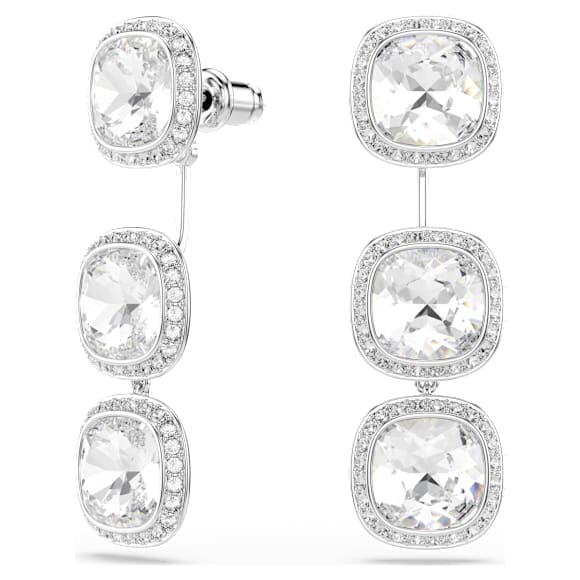 Una Angelic 穿孔耳环, 枕形切割, 白色, 镀铑 - Swarovski, 5754342