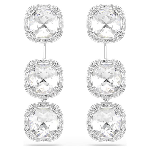 Náušnice Una Angelic, Výbrus cushion, Bílá, Pokoveno rhodiem - Swarovski, 5754342