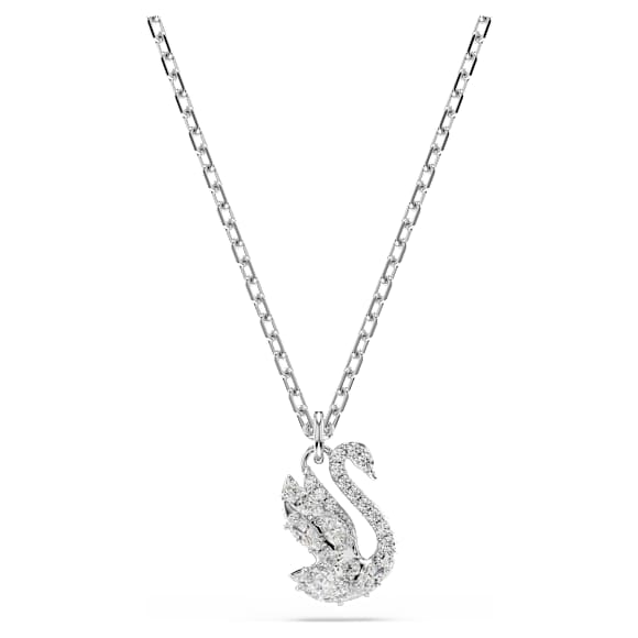 Swan 鏈墜, 混合式切割, 天鵝, 白色, 鍍白金色 - Swarovski, 5754347