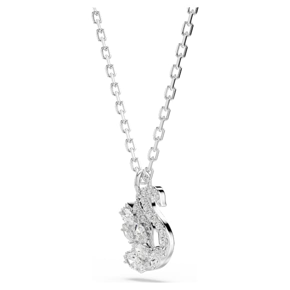 Swan 鏈墜, 混合式切割, 天鵝, 白色, 鍍白金色 - Swarovski, 5754347