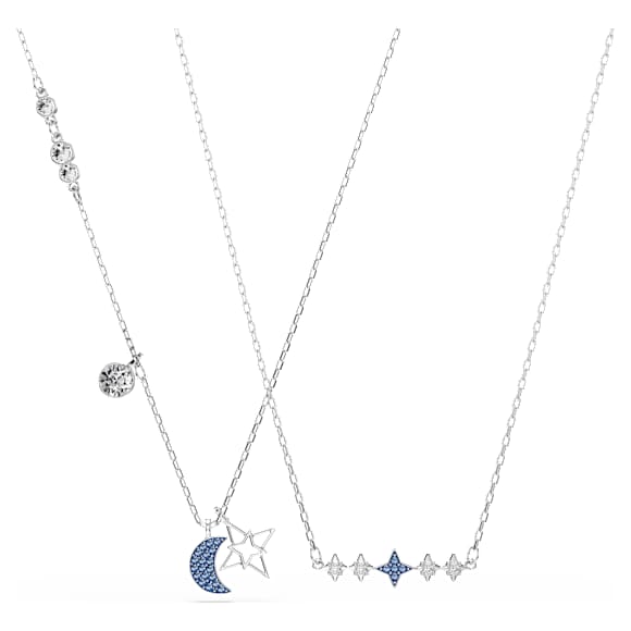 Symbolica ネックレス, ラウンドカット, 月, ブルー, ロジウム・プレーティング - Swarovski, 5754380