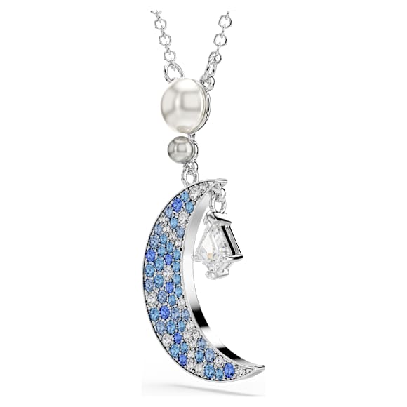 Colgante Symbolica, Talla redonda, Luna, Azul, Baño de rodio - Swarovski, 5754381