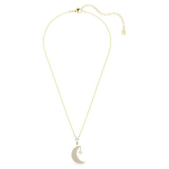 Colgante Symbolica, Talla redonda, Luna, Blanco, Acabado en oro de 18 quilates - Swarovski, 5754382