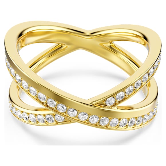 Delta band ring, Round cut, White, 18K gold finish - Swarovski, 5754384