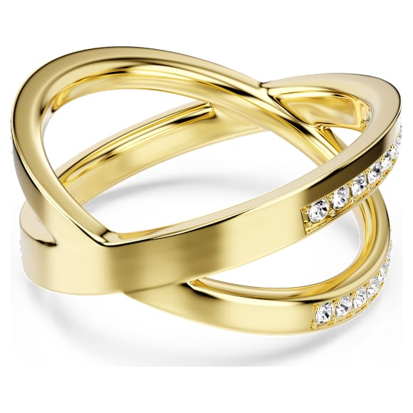 Delta band ring, Round cut, White, 18K gold finish - Swarovski, 5754384