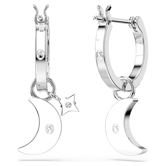 Pendants d'oreilles Symbolica, Taille ronde, Lune, Bleues, Métal rhodié - Swarovski, 5754387