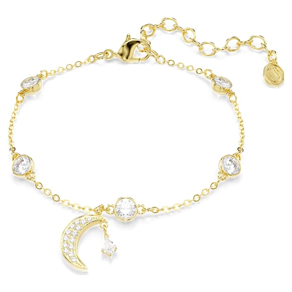 Symbolica สร้อยข้อมือ, เจียระไนทรงกลม, พระจันทร์, ขาว, ตกแต่งผิวด้วยทองคำ 18K - Swarovski, 5754389