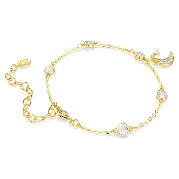 Pulseira Symbolica, Lapidação redonda, Lua, Branca, Acabamento em ouro de 18 quilates - Swarovski, 5754389