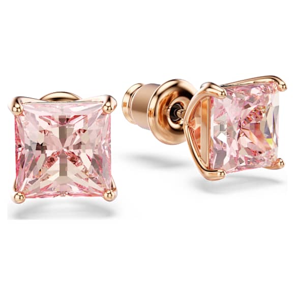 Cercei stud Stilla, Tăietură pătrată, Roz, Finisaj din aur roz de 18k - Swarovski, 5754533