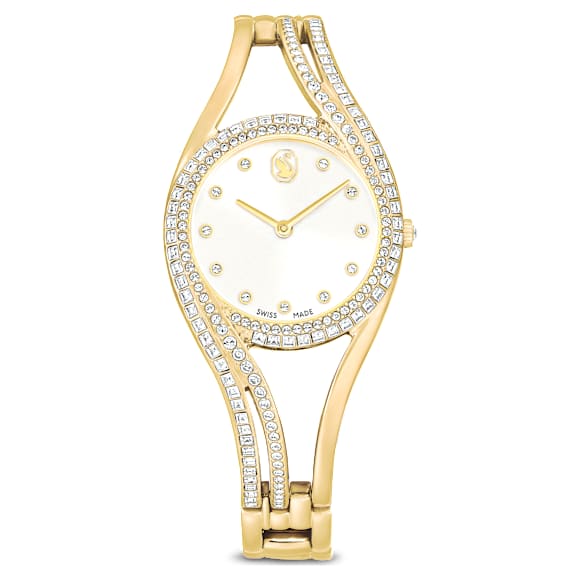 Ceas Hyperbola bangle, Fabricat în Elveția, Brățară de metal, Nuanță aurie, Finisaj în nuanță aurie - Swarovski, 5754534
