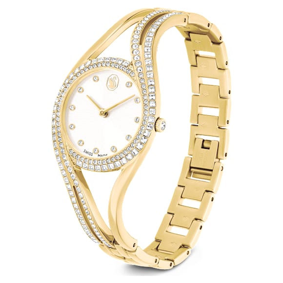 Hyperbola bangle horloge, Swiss Made, Metalen armband, Goudkleurig, Goudkleurige afwerking - Swarovski, 5754534