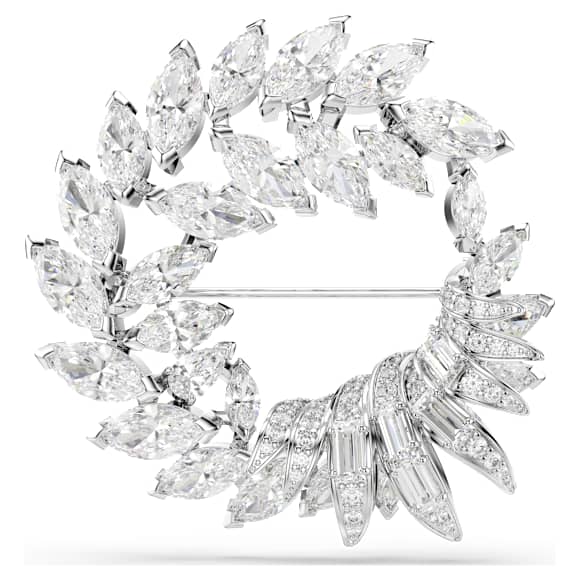 Mesmera 胸针, 榄尖形切割, 白色, 镀铑 - Swarovski, 5754566