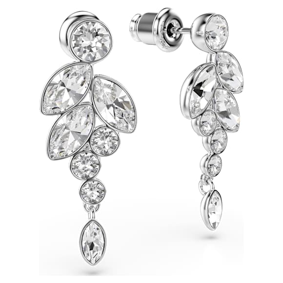 Cercei cu drop Diapason, Tăieturi mixte, Albi, Placat cu rodiu - Swarovski, 5754571