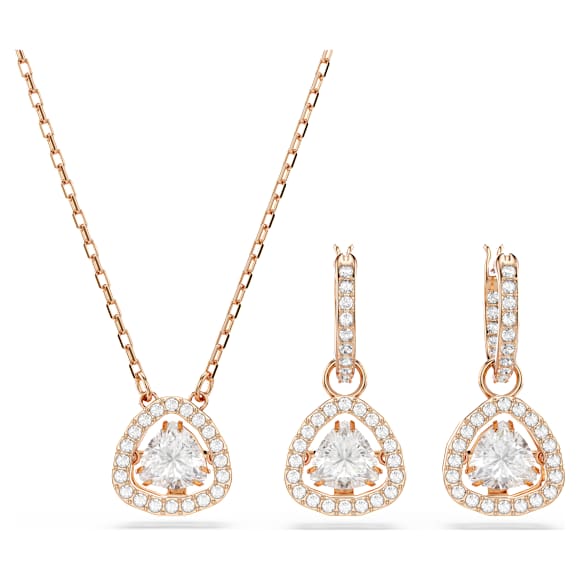 Conjunto Una Angelic, Conjunto (2), Lapidação em triângulo, Rosa, Acabamento em ouro rosa de 18 quilates - Swarovski, 5754606