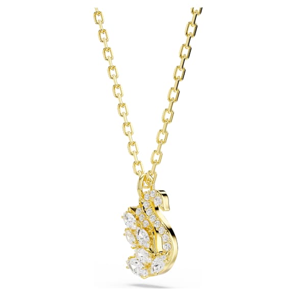 Swan ペンダント, ミックスカット, スワン, ホワイト, 18Kゴールドコーティング - Swarovski, 5754626