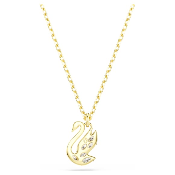 Swan ペンダント, ミックスカット, スワン, ホワイト, 18Kゴールドコーティング - Swarovski, 5754626
