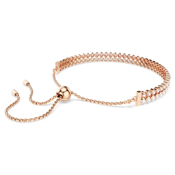 Matrix Armband, Rundschliff, Weiß, 18K roségoldbeschichtet - Swarovski, 5754670