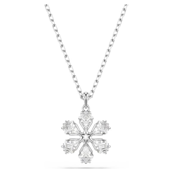 Idyllia medál, Vegyes metszés, Hópehely, Fehér, Ródium bevonattal - Swarovski, 5754686