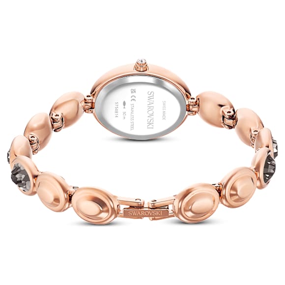 Imber oval นาฬิกา, Swiss Made, สร้อยข้อมือโลหะ, ดำ, เคลือบโทนสีโรสโกลด์ - Swarovski, 5754814