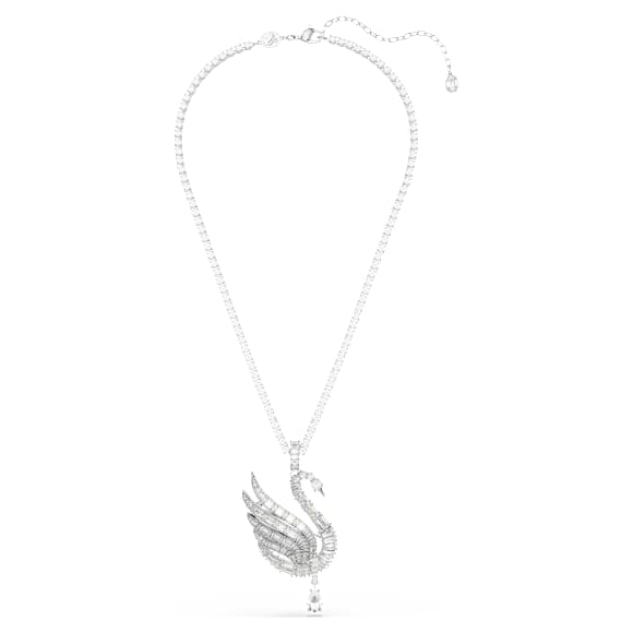 Vienna pendant and brooch, Mixed cuts, Swan, White, Rhodium plated - Swarovski, 5754828
