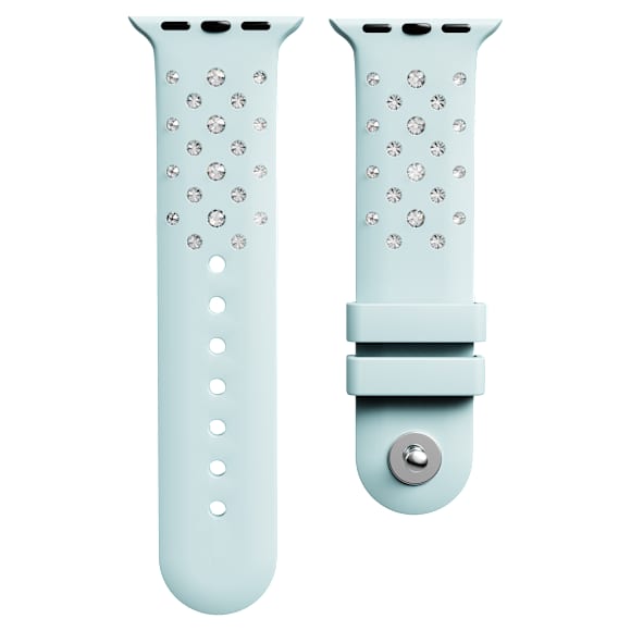 สายนาฬิกา, ซิลิโคนเย็บตะเข็บ, น้ำเงิน, สเตนเลสสตีล - Swarovski, 5755227