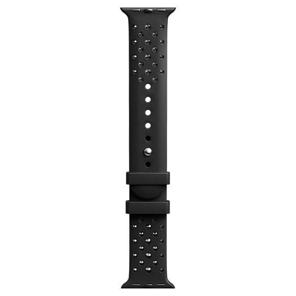 Pásek k hodinkám, Silikon s prošíváním, Černý, Nerezová ocel - Swarovski, 5755228