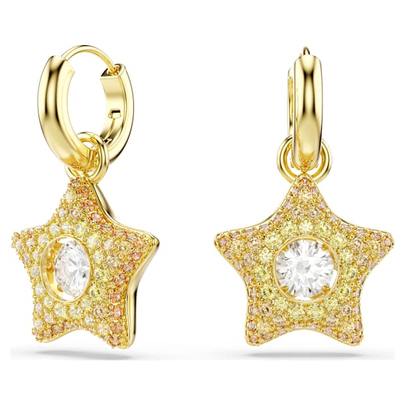 Sublima 드롭 이어링, 라운드 컷, 별, 멀티컬러, 18K 골드 피니시 - Swarovski, 5755274