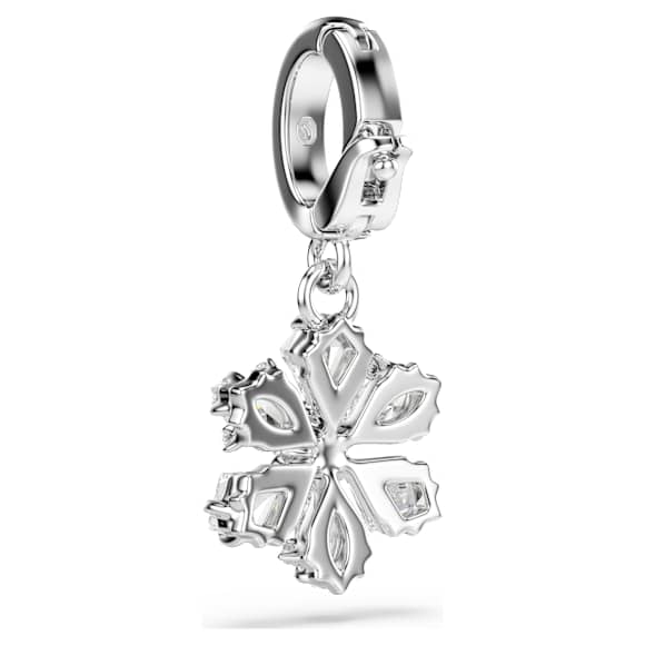 Idyllia charm, Mixed cuts, Snowflake, White, Rhodium plated - Swarovski, 5755513