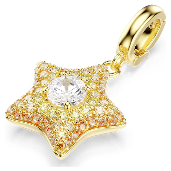 Charm Sublima, Talla redonda, Estrella, Amarillo, Acabado en oro de 18 quilates - Swarovski, 5755514