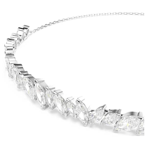 Mesmera โชคเกอร์, เจียระไนทรง Marquise, ขาว, เคลือบโรเดียม - Swarovski, 5755905