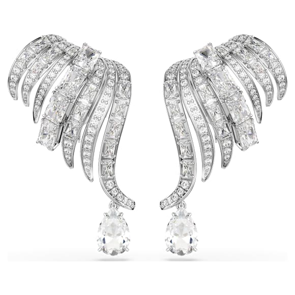 Vienna Klipsli Küpeler, Karışık kesimler, Kuğu, Beyaz, Rodyum kaplama - Swarovski, 5755961