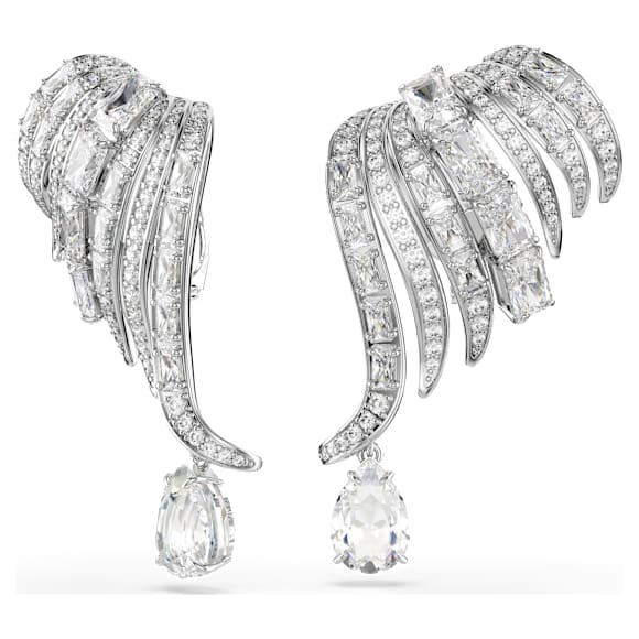 Vienna Clipörhängen, Blandade slipningar, Svan, Vit, Rodiumpläterad - Swarovski, 5755961