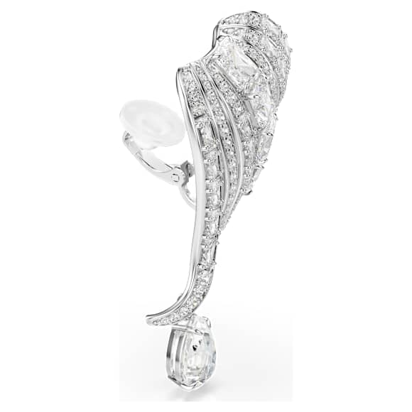 Vienna 夹式耳环, 混合切割, 天鹅, 白色, 镀铑 - Swarovski, 5755961