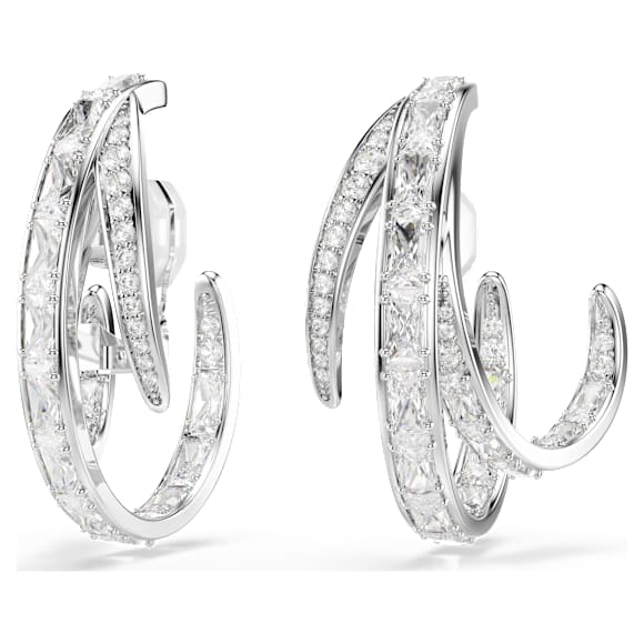 Boucles d'oreilles clip Vienna, Tailles variées, Blanches, Métal rhodié - Swarovski, 5756046