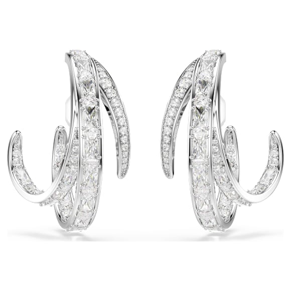Boucles d'oreilles clip Vienna, Tailles variées, Blanches, Métal rhodié - Swarovski, 5756046