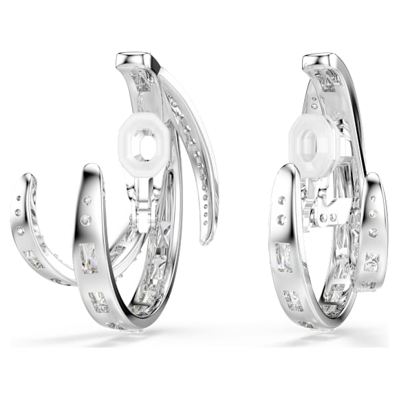 Vienna 夾式耳環, 混合式切割, 白色, 鍍白金色 - Swarovski, 5756046