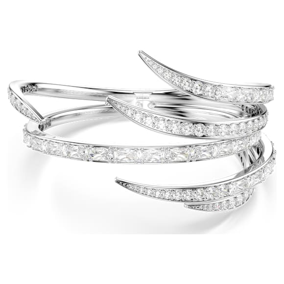 Pevný náramek Vienna, Různé výbrusy, Bílý, Pokoveno rhodiem - Swarovski, 5756049