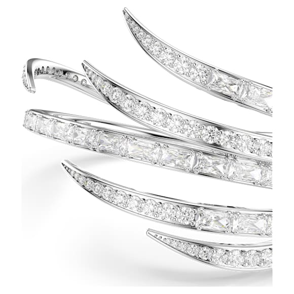 Pevný náramek Vienna, Různé výbrusy, Bílý, Pokoveno rhodiem - Swarovski, 5756049